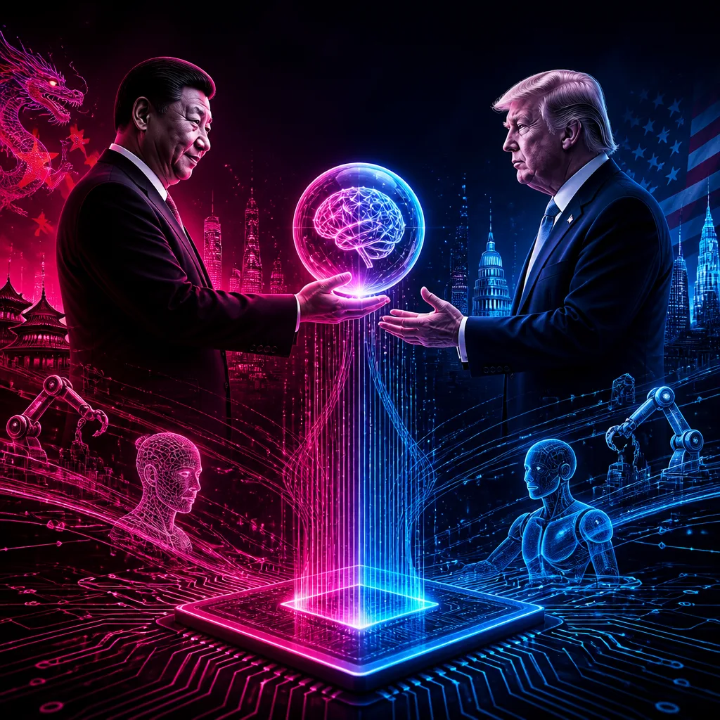 Illustration of China's President Offers Trump Exclusive Control on AI Innovations