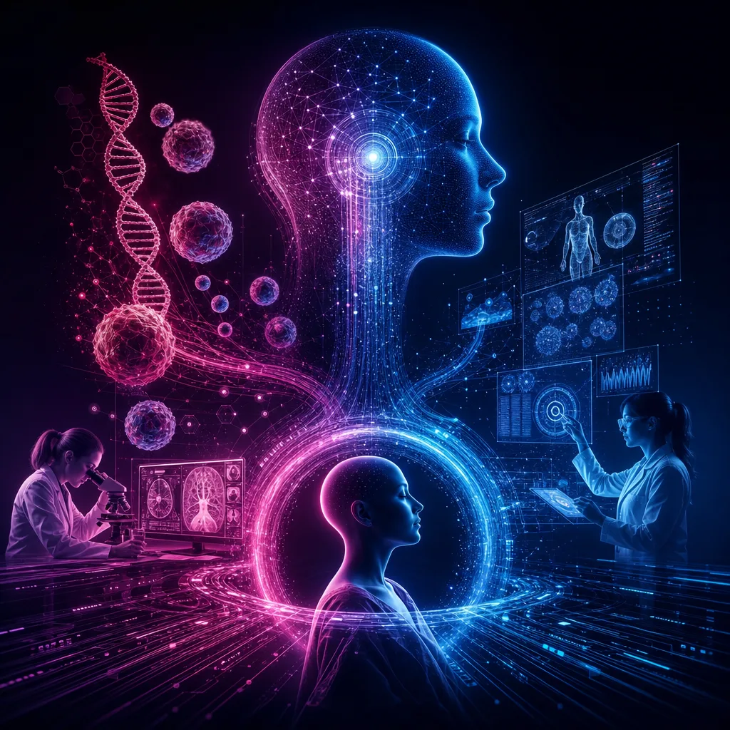 Illustration of Inteligencia Artificial: Revolución Positiva en Oncología de Precisión
