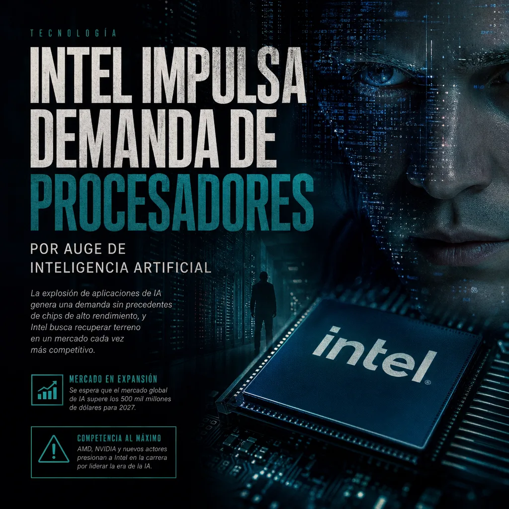 Man touching a glowing digital brain with AI network connections, symbolizing Intel and AI processor demand.