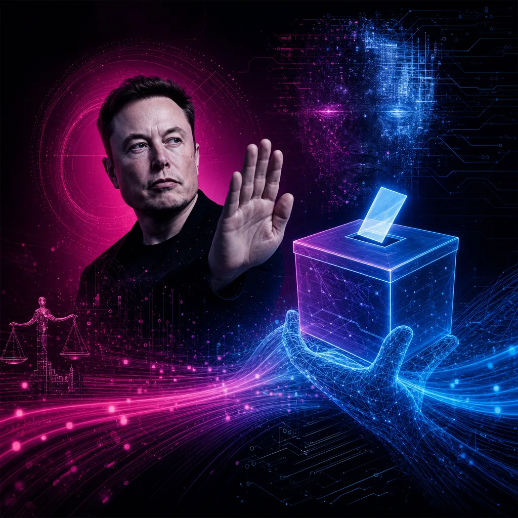 Illustration of Elon Musk's Stunning Opinion on AI Voting Machines: No-Way!