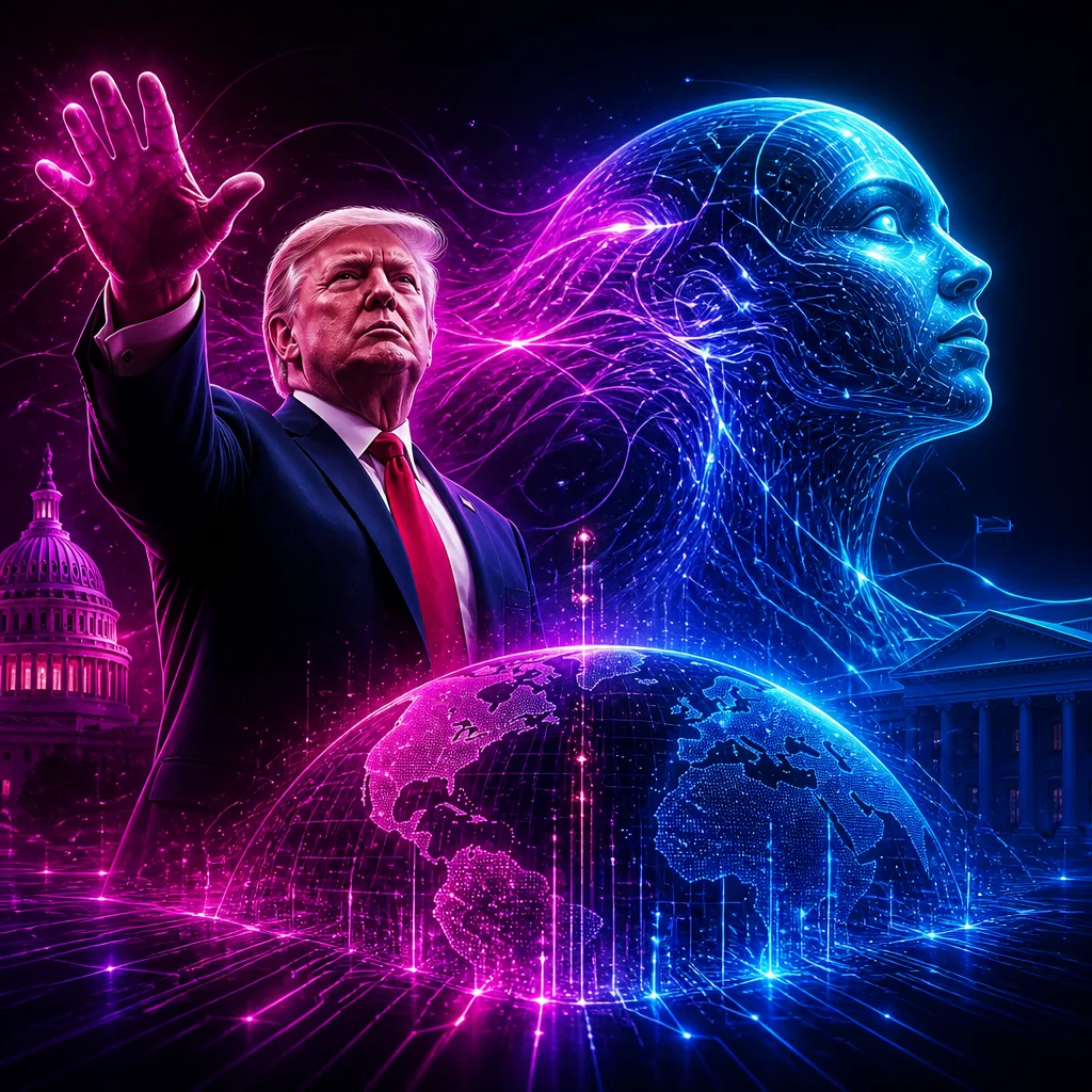 Illustration of Trump Declares AI a 'Superintelligence' in Bold New Move