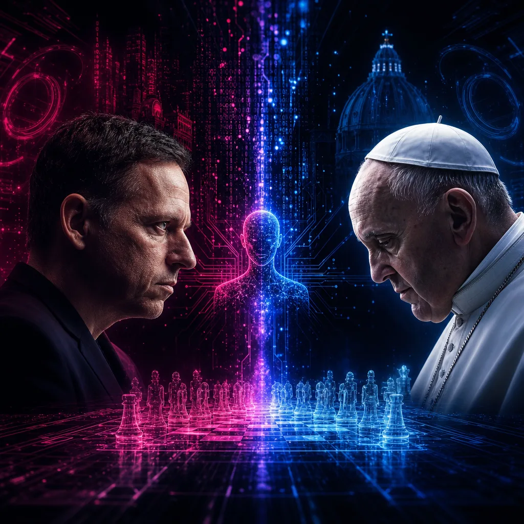 Illustration of Peter Thiel: Stunning Accusation Against Pope in AI Battle