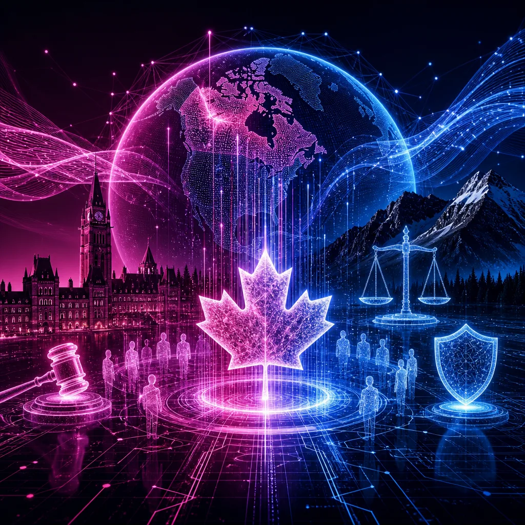 Illustration of Canadá: Unirse Ahora para Regular la IA con Potencia Global