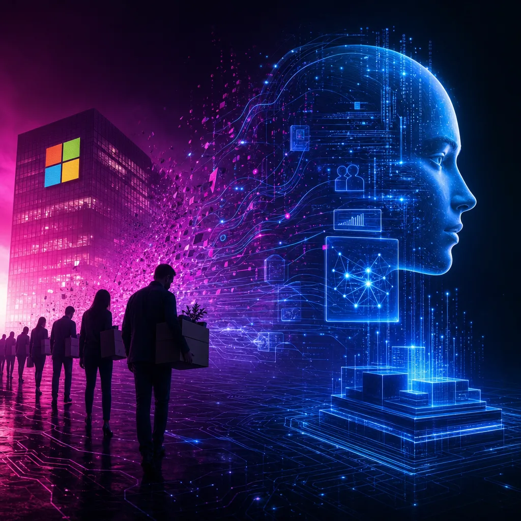 Illustration of Microsoft Anuncia Devastadores Despidos Masivos por Transformación a IA