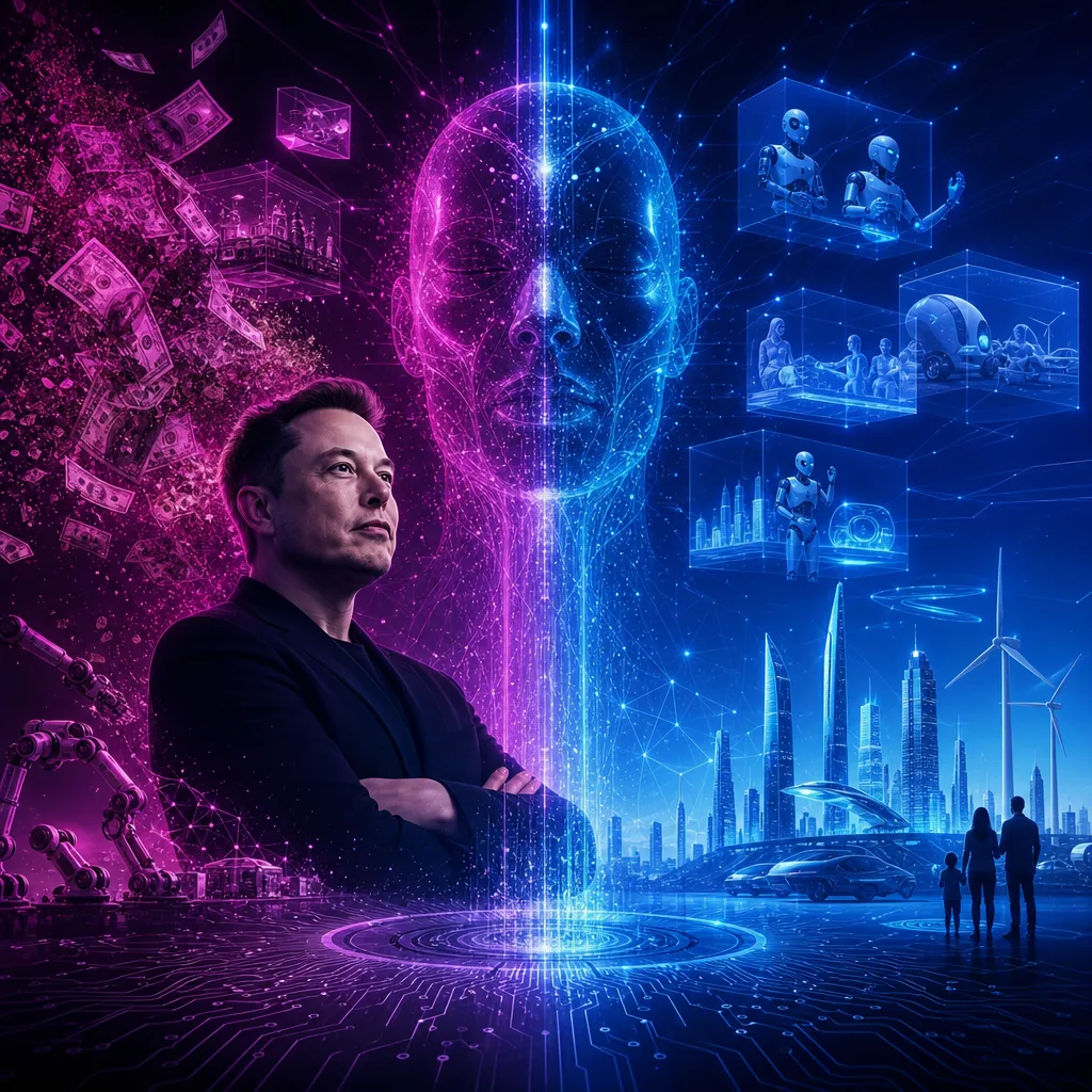 Illustration of Elon Musk Predicts: AI Revolution Will Make Money Obsolete by 2036