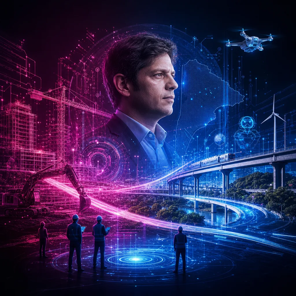 Illustration of Kicillof: Exclusive AI Plan for Sustainable Public Works Success
