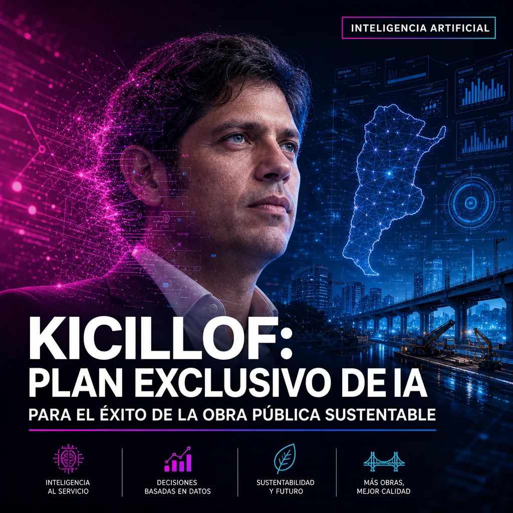 Illustration of Kicillof: Exclusive AI Plan for Sustainable Public Works Success