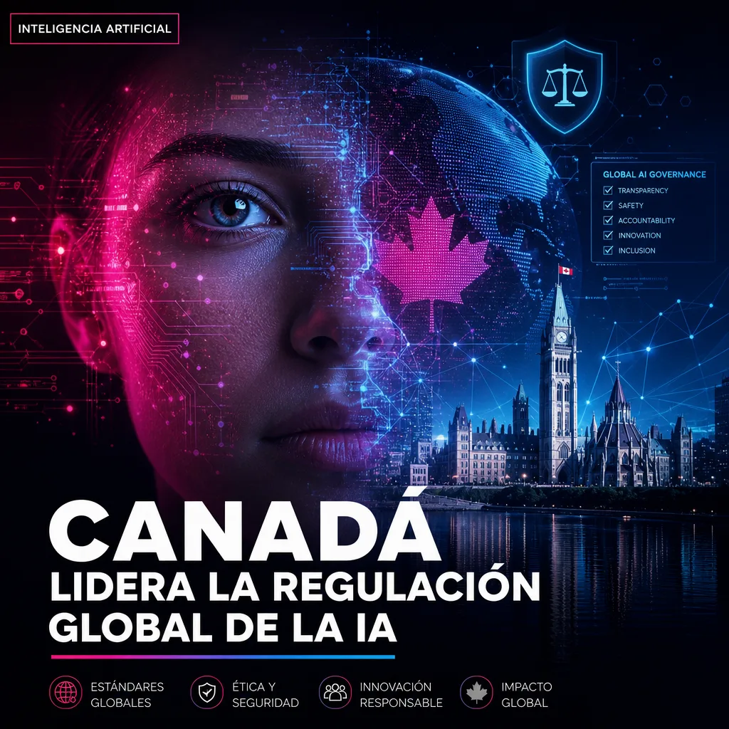 Illustration of Canadá: Unirse Ahora para Regular la IA con Potencia Global