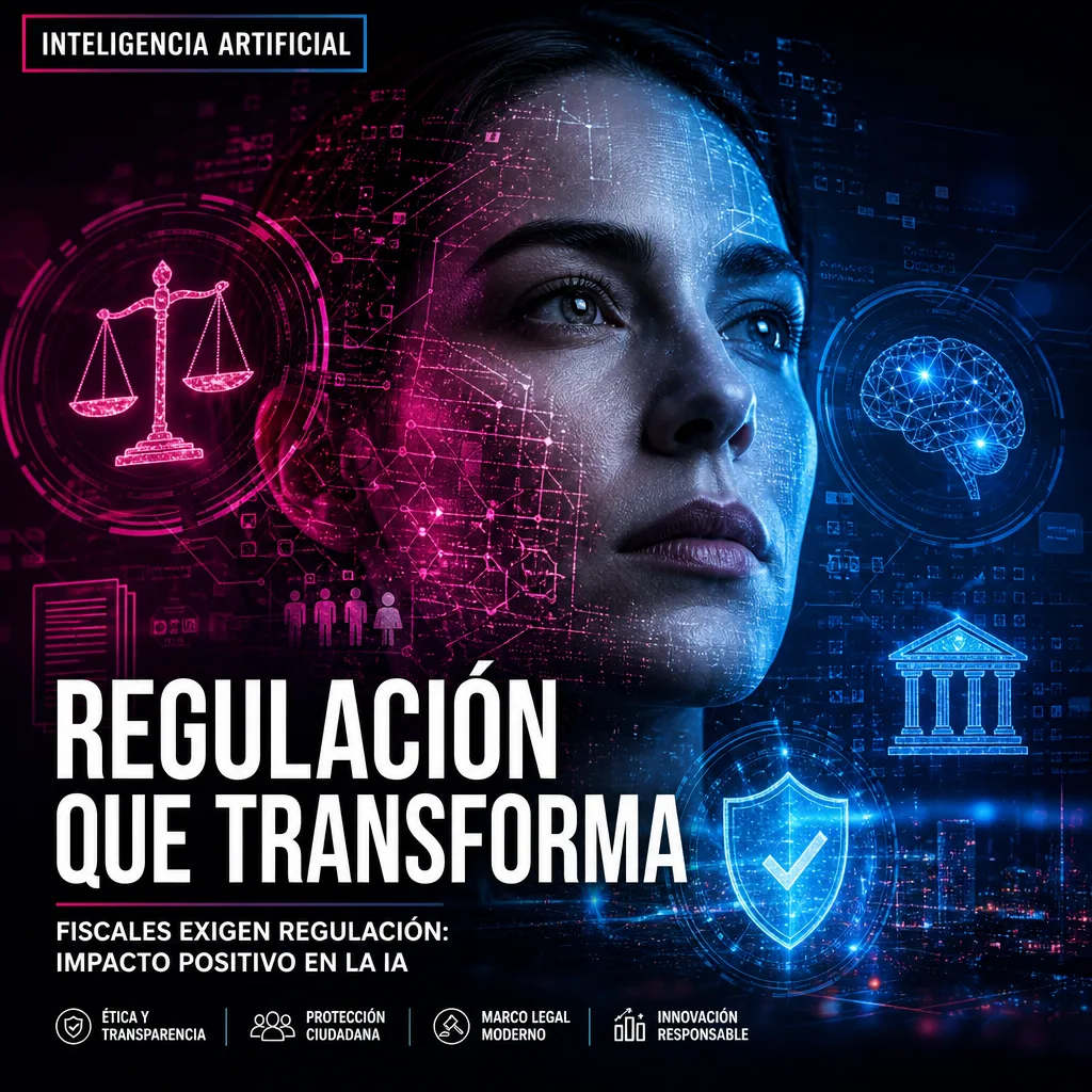 Illustration of Fiscales Exigen Regulación: Impacto Positivo en Inteligencia Artificial