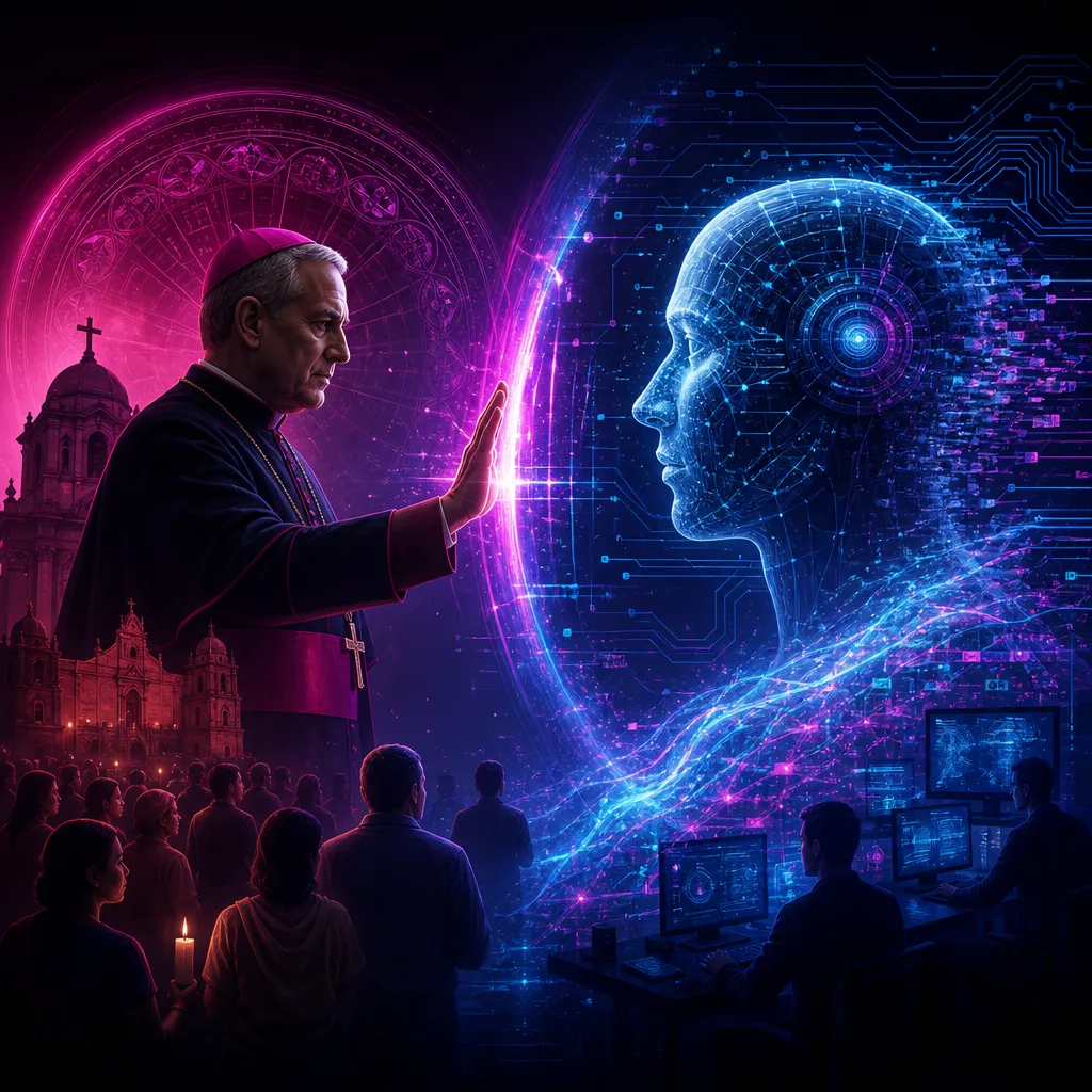 Illustration of Iglesia Católica en México Urge Cruciales Límites a la Inteligencia Artificial