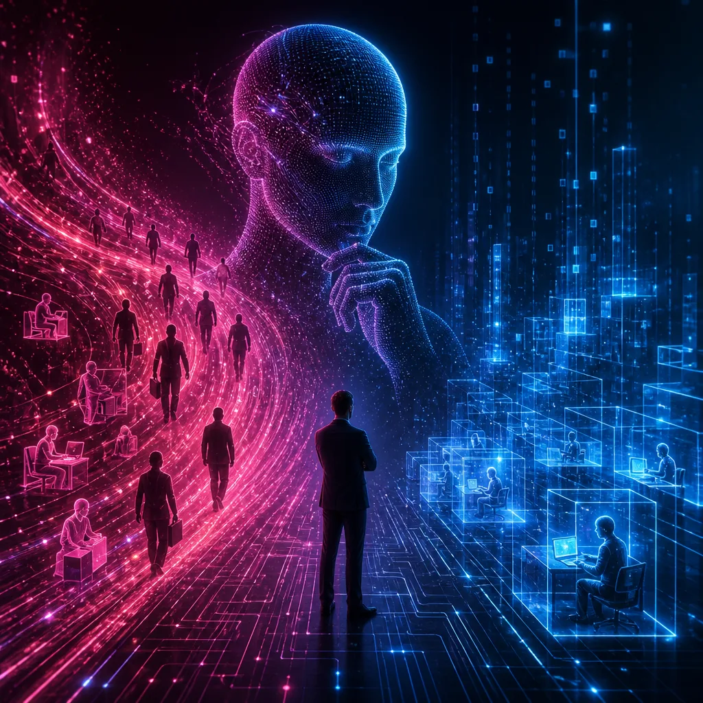Illustration of Microsoft Exec Questions If AI Training Is the Biggest Job Theft Ever