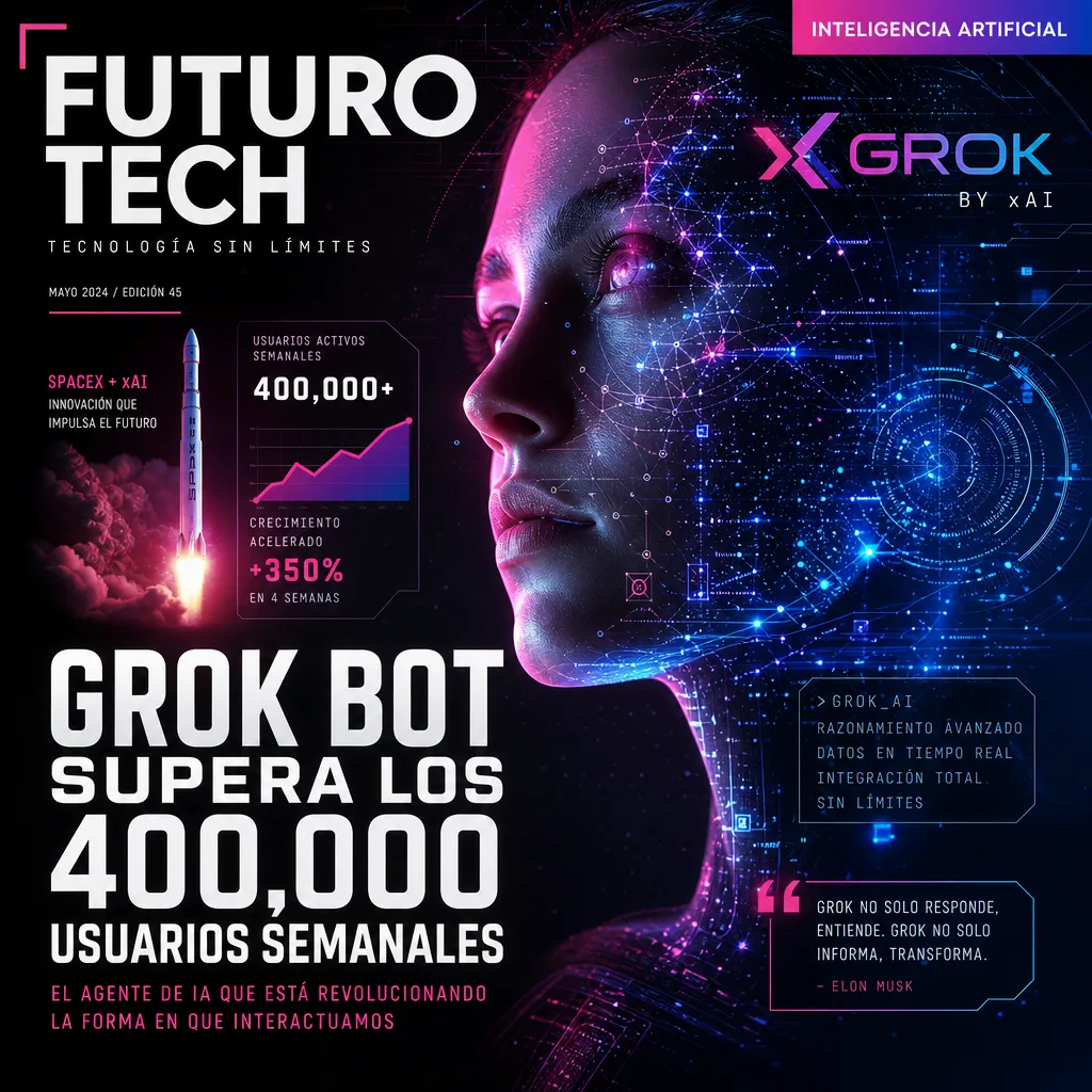 Illustration of SpaceX’s Grok Bot: Stunning AI Agent Surpasses 400,000 Weekly Users