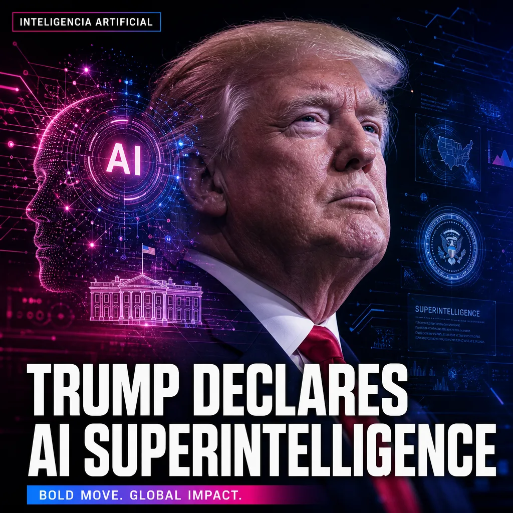 Illustration of Trump Declares AI a 'Superintelligence' in Bold New Move