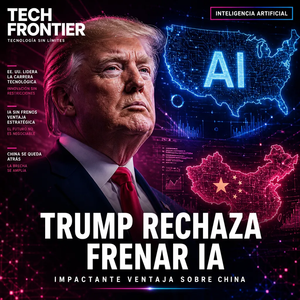 Illustration of Trump Rechaza Frenar IA: Impactante Ventaja Sobre China