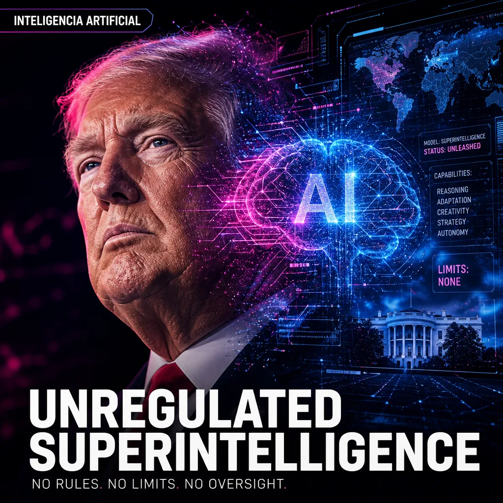 Illustration of Trump Unveils Stunning AI 'Superintelligence': Why He Won't Regulate